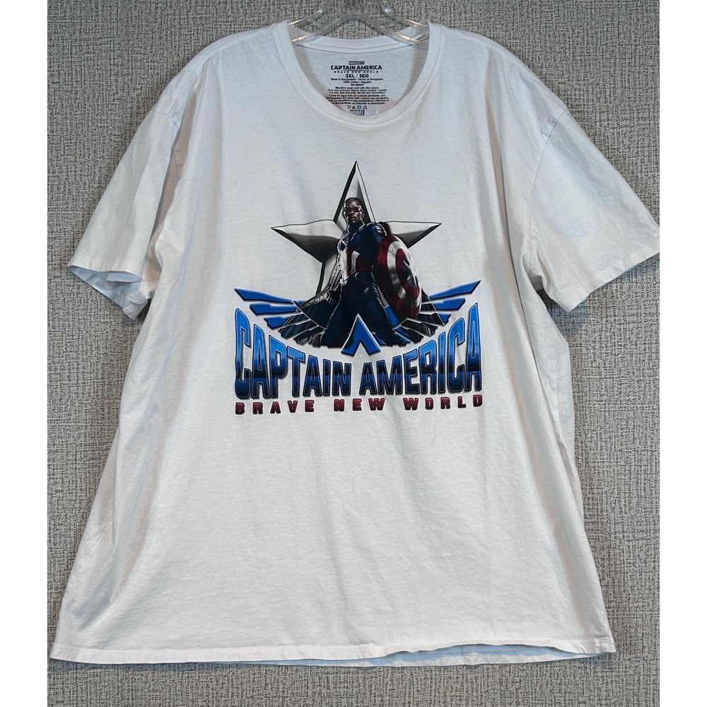 Marvel Captain America Brave New World Sam Wilson Graphic T-Shirt Mens 3XL White